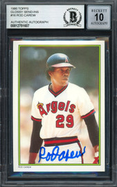 Rod Carew Autographed 1986 Topps All Star Set Card #16 California Angels Auto Grade Gem Mint 10 Beckett BAS #12751607