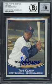 Rod Carew Autographed 1990 Pacific Card #17 Minnesota Twins Auto Grade Gem Mint 10 Beckett BAS #12751625