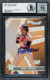 Rod Carew Autographed 2001 Topps Stars Card #147 California Angels Auto Grade Gem Mint 10 Beckett BAS #12751714