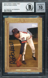 Rod Carew Autographed 2010 Topps Turkey Red Card #TR134 Minnesota Twins Auto Grade Gem Mint 10 Beckett BAS Stock #192763