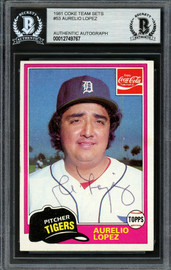 Aurelio Lopez Autographed 1981 Topps Coca Cola Card #5 Detroit Tigers Beckett BAS #12749767