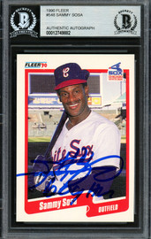 Sammy Sosa Autographed 1990 Fleer Rookie Card #548 Chicago White Sox "609 HR" Beckett BAS #12749882