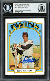 Rod Carew Autographed 2000 Topps Through The Years Card #29 Minnesota Twins Beckett BAS #12754021