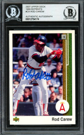 Rod Carew Autographed 2007 Upper Deck 1989 Reprints Card #89UD-CA California Angels Beckett BAS #12754174