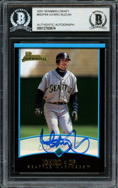 Ichiro Suzuki Autographed 2001 Bowman Draft Picks Rookie Card #BDP84 Seattle Mariners Beckett BAS #12783674