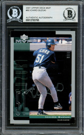 Ichiro Suzuki Autographed 2001 Upper Deck MVP Rookie Card #60 Seattle Mariners (Light) Beckett BAS #12783765