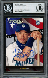 Ichiro Suzuki Autographed 2002 Donruss Studio Card #53 Seattle Mariners Beckett BAS Stock #194210