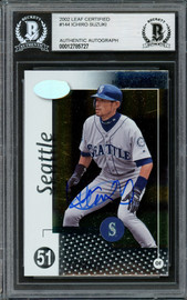 Ichiro Suzuki Autographed 2002 Leaf Certified Card #144 Seattle Mariners Beckett BAS Stock #194225