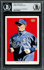 Ichiro Suzuki Autographed 2002 Topps 206 Card #256A Seattle Mariners Beckett BAS Stock #194232