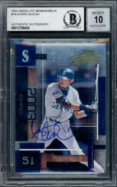 Ichiro Suzuki Autographed 2003 Playoff Absolute Memorabilia Card #79 Seattle Mariners Auto Grade Gem Mint 10 Beckett BAS #12786424