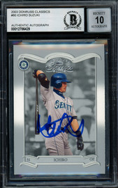 Ichiro Suzuki Autographed 2003 Donruss Classics Card #80 Seattle Mariners Auto Grade Gem Mint 10 Beckett BAS Stock #194348