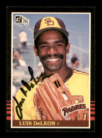 Luis DeLeon Autographed 1985 Donruss Card #406 San Diego Padres SKU #195541