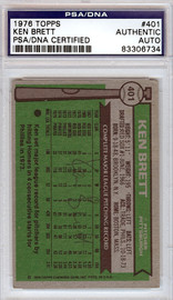 Ken Brett Autographed 1976 Topps Card #401 Pittsburgh Pirates PSA/DNA #83306734