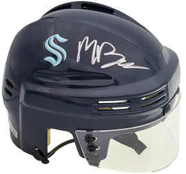 Matt Matty Beniers Autographed Seattle Kraken Blue Mini Helmet Fanatics Holo Stock #197214