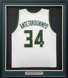 Giannis Antetokounmpo Autographed Green Milwaukee Bucks Jersey -  Beautifully Matted and Framed - Hand Signed By Giannis and Certified  Authentic by Beckett - Includes Certificate of Authenticity at 's  Sports Collectibles Store