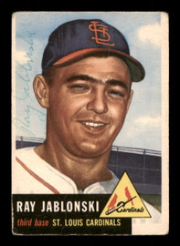 Ray Jablonski Autographed 1953 Topps Rookie Card #189 St. Louis Cardinals SKU #198251