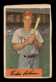 Richie Ashburn Autographed 1954 Bowman Card #15 Philadelphia Phillies (Off-Condition) SKU #198278