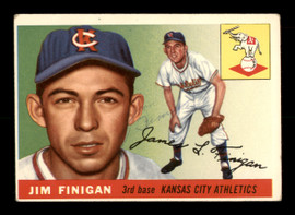 Jim Finigan Autographed 1955 Topps Rookie Card #14 Kansas City A's SKU #198344