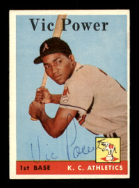 Vic Power Autographed 1958 Topps Card #406 Kansas City A's SKU #198524