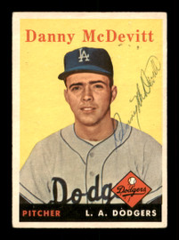 Danny McDevitt Autographed 1958 Topps Card #357 Los Angeles Dodgers SKU #198538