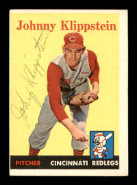 Johnny Klippstein Autographed 1958 Topps Card #242 Cincinnati Reds SKU #198575