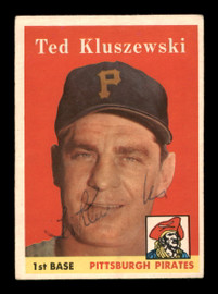 Ted Kluszewski Autographed 1958 Topps Card #178 Pittsburgh Pirates SKU #198591