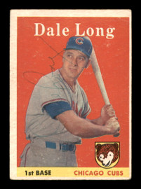 Dale Long Autographed 1958 Topps Card #7 Chicago Cubs SKU #198622