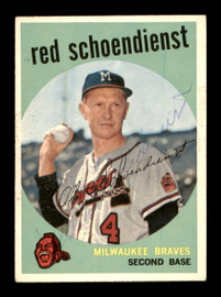 Red Schoendienst Autographed 1959 Topps Card #480 St. Louis Cardinals SKU #198690