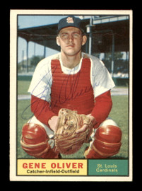Gene Oliver Autographed 1961 Topps Card #487 St. Louis Cardinals SKU #198840