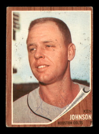 Ken Johnson Autographed 1962 Topps Card #278 Houston Colt .45's SKU #198855