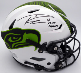 Russell Wilson Autographed Seattle Seahawks White Lunar Eclipse Full Size Authentic Hyper Speed Flex Helmet "SB XLVIII Champs" RW Holo & Beckett BAS #WE95224