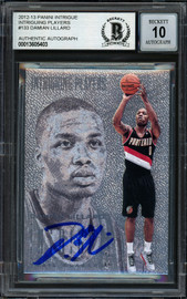 Damian Lillard Autographed 2012-13 Panini Intrigue Rookie Card #133 Portland Trail Blazers Auto Grade Gem Mint 10 Beckett BAS #13605403