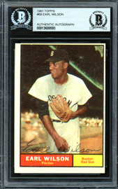 Earl Wilson Autographed 1961 Topps Card #69 Boston Red Sox Beckett BAS #13608593