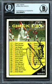 Ron Santo Autographed 1961 Topps Checklist Card #189 Chicago Cubs (Smudged) Beckett BAS #13608675