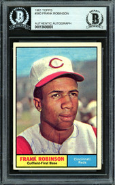 Frank Robinson Autographed 1961 Topps Card #360 Cincinnati Reds Beckett BAS #13608803