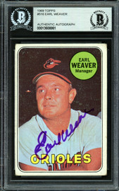 Earl Weaver Autographed 1969 Topps Rookie Card #516 Baltimore Orioles Beckett BAS #13608861