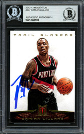 Damian Lillard Autographed 2012-13 Panini Momentum Rookie Card #247 Portland Trail Blazers Beckett BAS #13609503