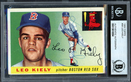 Leo Kiely Autographed 1955 Topps Card #36 Boston Red Sox Beckett BAS #13610054