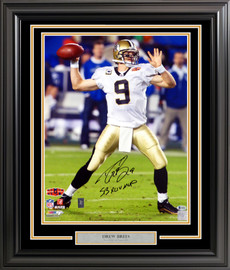 Drew Brees Autographed Framed 16x20 Photo New Orleans Saints "SB XLIV MVP" Beckett BAS Stock #200334