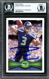 Russell Wilson Autographed 2012 Topps Rookie Card #165 Seattle Seahawks (Smudged) Beckett BAS #13447109