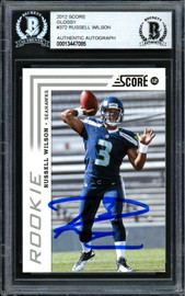 Russell Wilson Autographed 2012 Score Glossy Rookie Card #372 Seattle Seahawks Beckett BAS #13447085