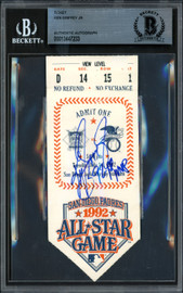 Ken Griffey Jr. Autographed 1992 2.5x5.5 Ticket Seattle Mariners "92 AS MVP" 1992 All Star MVP Beckett BAS #13447233
