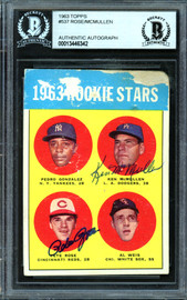 Pete Rose Autographed 1963 Topps Rookie Card #537 Cincinnati Reds With Ken McMullen Beckett BAS #13446342