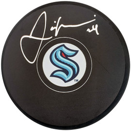 Jamie Oleksiak Autographed Official Seattle Kraken Logo Hockey Puck Fanatics Holo Stock #200860