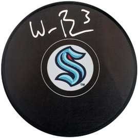 Will Borgen Autographed Official Seattle Kraken Logo Hockey Puck Fanatics Holo Stock #200865