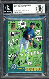 Ichiro Suzuki Autographed Topps Project 2020 Sophia Chang Card #62 Seattle Mariners Lime Green #4/10 Beckett BAS #13713755