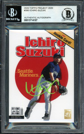 Ichiro Suzuki Autographed Topps Project 2020 Don C Card #395 Seattle Mariners Lime Green #10/10 Beckett BAS #13714187