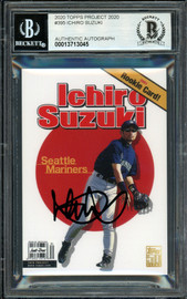 Ichiro Suzuki Autographed Topps Project 2020 Don C Card #395 Seattle Mariners Auto Grade Gem Mint 10 Black #/10 Beckett BAS Stock #201058