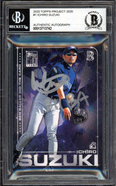 Ichiro Suzuki Autographed Topps Project 2020 Ben Baller Card #1 Seattle Mariners "311 BA" Silver #1/1 Beckett BAS #13713742