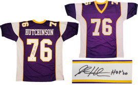 Minnesota Vikings Steve Hutchinson Autographed Purple Jersey "HOF 20" Beckett BAS QR Stock #201206